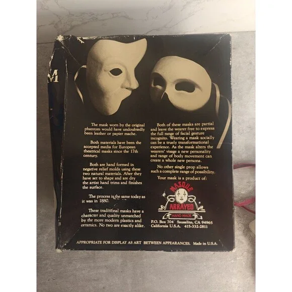 Vintage Broadway Phantom Of The Opera Mask 1988 SIGNED Franc D'Ambrosio W/ Box - Picture 10 of 12